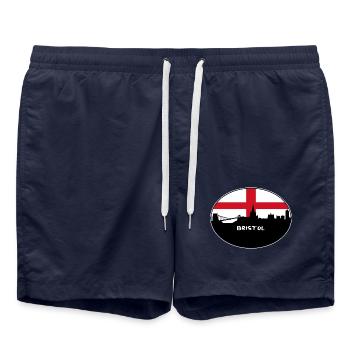 Bristol England Flagge Skyline Reise Souvenir - Badeshorts - French Navy - Vorne - AI Model Male 185 light (185cm)