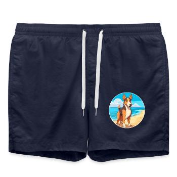 Glatter Collie Hund Rasse Cartoon Kawaii Clipart Hund - Badeshorts - French Navy - Vorne - AI Model Male 185 light (185cm)