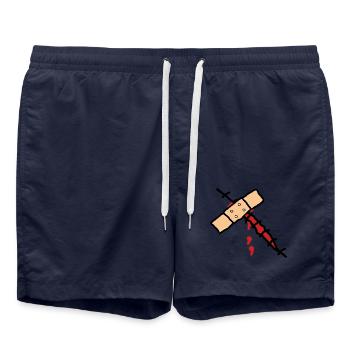 wunde mit pflaster - Badeshorts - French Navy - Vorne - AI Model Male 185 light (185cm)