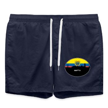 Quito Equador Flag Skyline Silhouette Reisen - Badeshorts - French Navy - Vorne - AI Model Male 185 light (185cm)