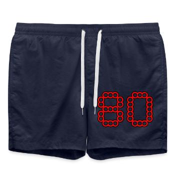 80. 80 ANS. 80e ANNIVERSAIRE. ANNIVERSAIRE 80 ANS. - Short de bain - bleu marine - Devant - AI Model Male 185 light (185cm)