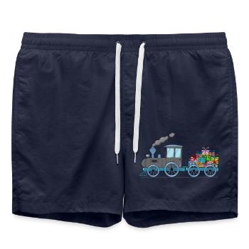 Children's train railway with trailer grey - Swim Trunks - french navy - Front - AI Model Male 185 light (185cm)