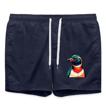 Penguin Cartoon Character Colorful Pet Animal - Swim Trunks - french navy - Front - AI Model Male 185 light (185cm)