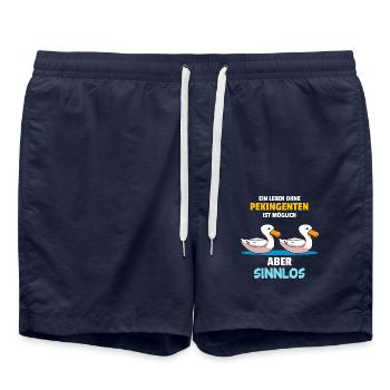 Leben Ohne Pekingenten Möglich Aber Sinnlos Lustig - Badeshorts - French Navy - Vorne - AI Model Male 185 light (185cm)