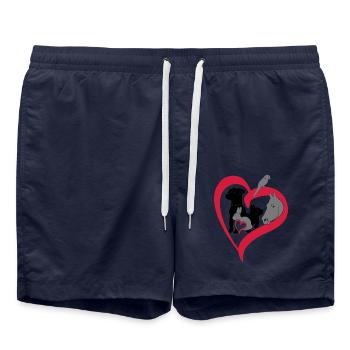 Haustiere 3 Herz groß big heart - Tierliebe Love - Badeshorts - French Navy - Vorne - AI Model Male 185 light (185cm)