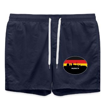 München Deutschland Flagge Skyline Silhouette Reisen - Badeshorts - French Navy - Vorne - AI Model Male 185 light (185cm)