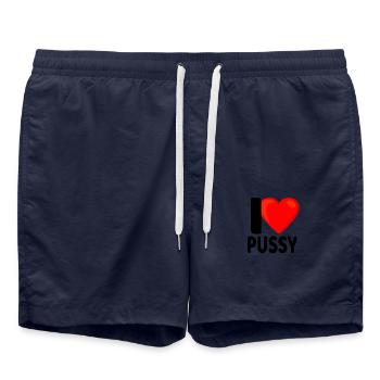 I Love Pussy Ich Liebe Mösen Lesbe Lesbisch Lesbe - Badeshorts - French Navy - Vorne - AI Model Male 185 light (185cm)