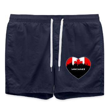Vancouver Kanada Flagge Skyline Reise Souvenir - Badeshorts - French Navy - Vorne - AI Model Male 185 light (185cm)