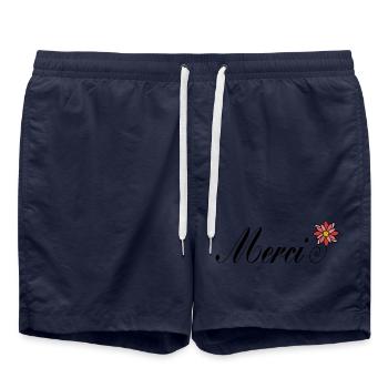 DANKE. THANKS. - GEBURTSTAG. GEBURT. RUHESTAND - Badeshorts - French Navy - Vorne - AI Model Male 185 light (185cm)