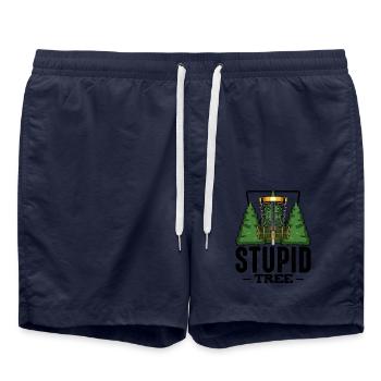 Stupid Tree Disc Golf saying Frisbee gift - Swim Trunks - french navy - Front - AI Model Male 185 light (185cm)