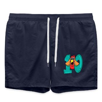 10 anniversaire - oiseau perroquet avec le numéro 10 - Short de bain - bleu marine - Devant - AI Model Male 185 light (185cm)