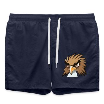 Lustige Adlerkopf Cartoon Illustration - Badeshorts - French Navy - Vorne - AI Model Male 185 light (185cm)