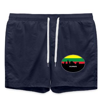 Vilnius Litauen Flagge Skyline Silhouette Reisen - Badeshorts - French Navy - Vorne - AI Model Male 185 light (185cm)