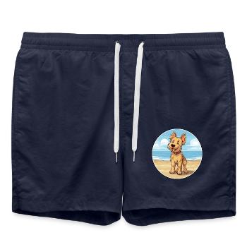 Berger Picard Hund Rasse Cartoon Kawaii Clipart Hund - Badeshorts - French Navy - Vorne - AI Model Male 185 light (185cm)