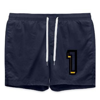 1. 1 JAHR. 1. JAHRESTAG. 1 JAHR GEBURTSTAG - Badeshorts - French Navy - Vorne - AI Model Male 185 light (185cm)