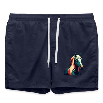 Pony Cartoon Figur Buntes Haustier Tier - Badeshorts - French Navy - Vorne - AI Model Male 185 light (185cm)