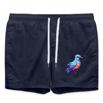 Blauer Eichelhäher Buntes Aquarell Cartoon Kawaii Tier - Badeshorts - French Navy - Vorne - AI Model Male 185 light (185cm)