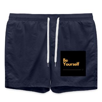BE YOURSELF Selbstliebe - Badeshorts - French Navy - Vorne - AI Model Male 185 light (185cm)