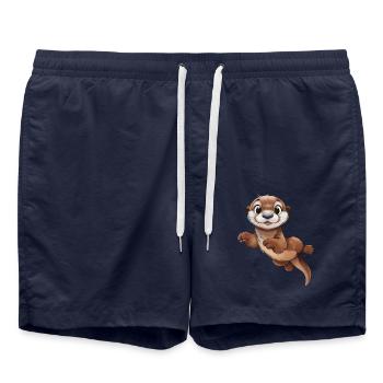 Niedlicher Otter - Badeshorts - French Navy - Vorne - AI Model Male 185 light (185cm)