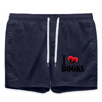 I love Books - Herz mit Buch für Leseratten - Badeshorts - French Navy - Vorne - AI Model Male 185 light (185cm)