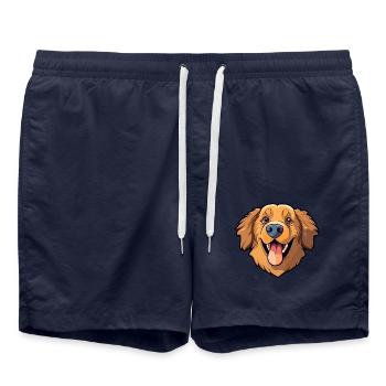 Hovawart Hunderasse Cartoon Kawaii Illustration - Badeshorts - French Navy - Vorne - AI Model Male 185 light (185cm)
