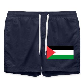 Palästina – Palästinensische geometrische Flagge - Badeshorts - French Navy - Vorne - AI Model Male 185 light (185cm)