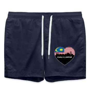 Kuala Lumpur Malaysia Flagge Skyline Reise Souvenir - Badeshorts - French Navy - Vorne - AI Model Male 185 light (185cm)