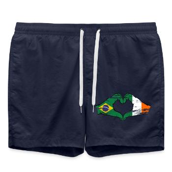 Brésil Irlande Drapeau Aiguilles Coeur Forme Utilisé - Short de bain - bleu marine - Devant - AI Model Male 185 light (185cm)