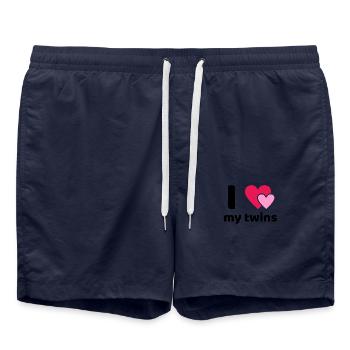 Ich Liebe Meine Zwillinge Mama Mutter Zwillingen - Badeshorts - French Navy - Vorne - AI Model Male 185 light (185cm)