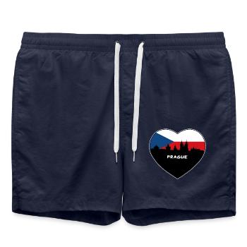 Flaggen-Skyline-Reise-Andenken Prags Tschechien - Badeshorts - French Navy - Vorne - AI Model Male 185 light (185cm)