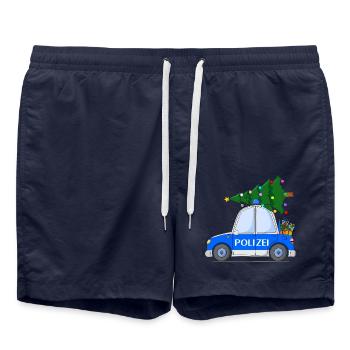 Polizeiauto Weihnachten - Badeshorts - French Navy - Vorne - AI Model Male 185 light (185cm)