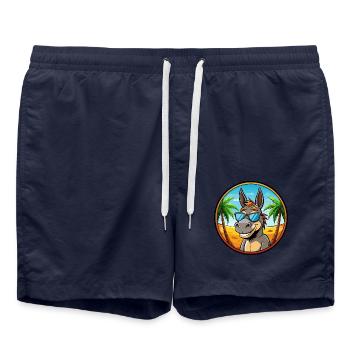 Esel Lustige Cartoon Sommer Strand Sonnenbrille Cool - Badeshorts - French Navy - Vorne - AI Model Male 185 light (185cm)