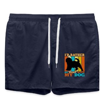 Cockapoo Hundeliebhaber Silhouette Vintage Sonnenuntergang - Badeshorts - French Navy - Vorne - AI Model Male 185 light (185cm)