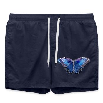 Schmetterling - Blau - Badeshorts - French Navy - Vorne - AI Model Male 185 light (185cm)