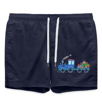 Children's train train with trailer in blue - Swim Trunks - french navy - Front - AI Model Male 185 light (185cm)