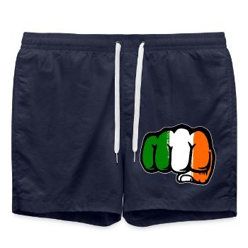 Irland Flagge Hand Faust - Badeshorts - French Navy - Vorne - AI Model Male 185 light (185cm)