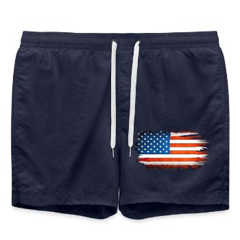 Amerikanische Flagge Pinselstrich - Badeshorts - French Navy - Vorne - AI Model Male 185 light (185cm)