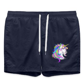 Einhorn wütend - Badeshorts - French Navy - Vorne - AI Model Male 185 light (185cm)