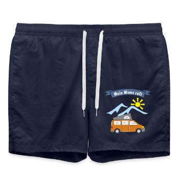 womo ruft campingbus - Badeshorts - French Navy - Vorne - AI Model Male 185 light (185cm)