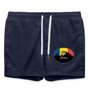 Chisinau Moldawien Flagge Skyline Silhouette Reisen - Badeshorts - French Navy - Vorne - AI Model Male 185 light (185cm)