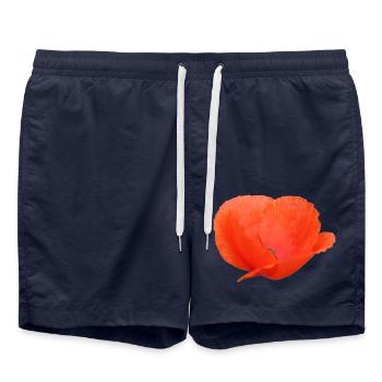 Mohnblume Mohn Klatschmohn - Badeshorts - French Navy - Vorne - AI Model Male 185 light (185cm)