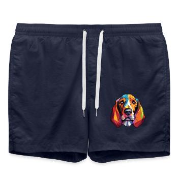 Bruno Jura Hund Rasse Aquarell Illustration - Badeshorts - French Navy - Vorne - AI Model Male 185 light (185cm)