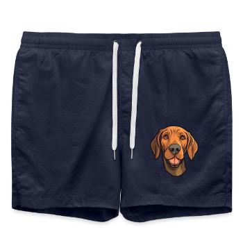 Plott Hund Hund Rasse Cartoon Kawaii Illustration - Badeshorts - French Navy - Vorne - AI Model Male 185 light (185cm)