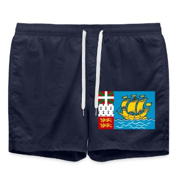 Saint-Pierre und Miquelon – Flaggschiff auf dem Ozean - Badeshorts - French Navy - Vorne - AI Model Male 185 light (185cm)