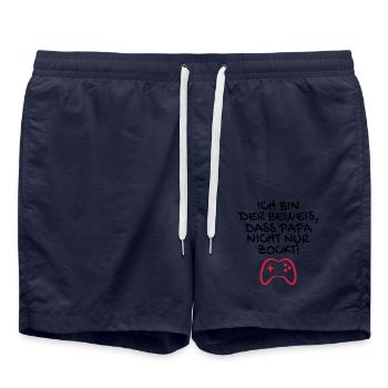 Ich bin der Beweis dass Papa nicht nur zockt - Badeshorts - French Navy - Vorne - AI Model Male 185 light (185cm)