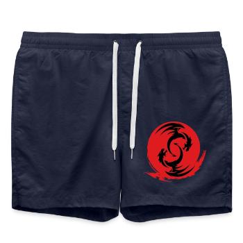 Red Dragon Circle - Swim Trunks - french navy - Front - AI Model Male 185 light (185cm)