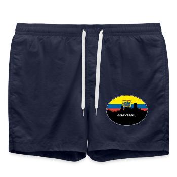 Guayaquil Equador Flag Skyline Silhouette Reisen - Badeshorts - French Navy - Vorne - AI Model Male 185 light (185cm)