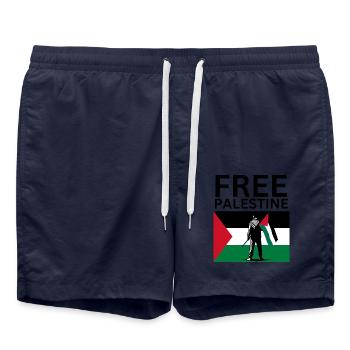 Free palestine | Guy with palestine flag - Badeshorts - French Navy - Vorne - AI Model Male 185 light (185cm)