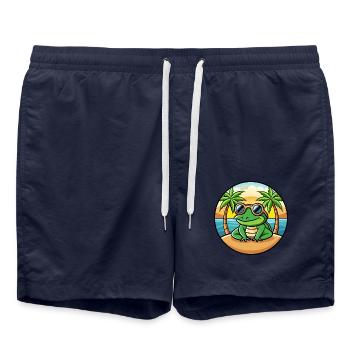 Frog Funny Cartoon Summer Beach Sunglasses Sticker - Swim Trunks - french navy - Front - AI Model Male 185 light (185cm)