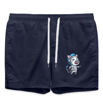 Zebra Funny Cartoon Character Musique de casque - Short de bain - bleu marine - Devant - AI Model Male 185 light (185cm)